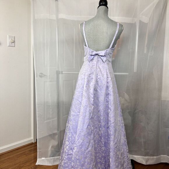 Vintage Roberta for Dillards purple prom dress sz SM velvet floral pattern bow - Picture 11 of 14